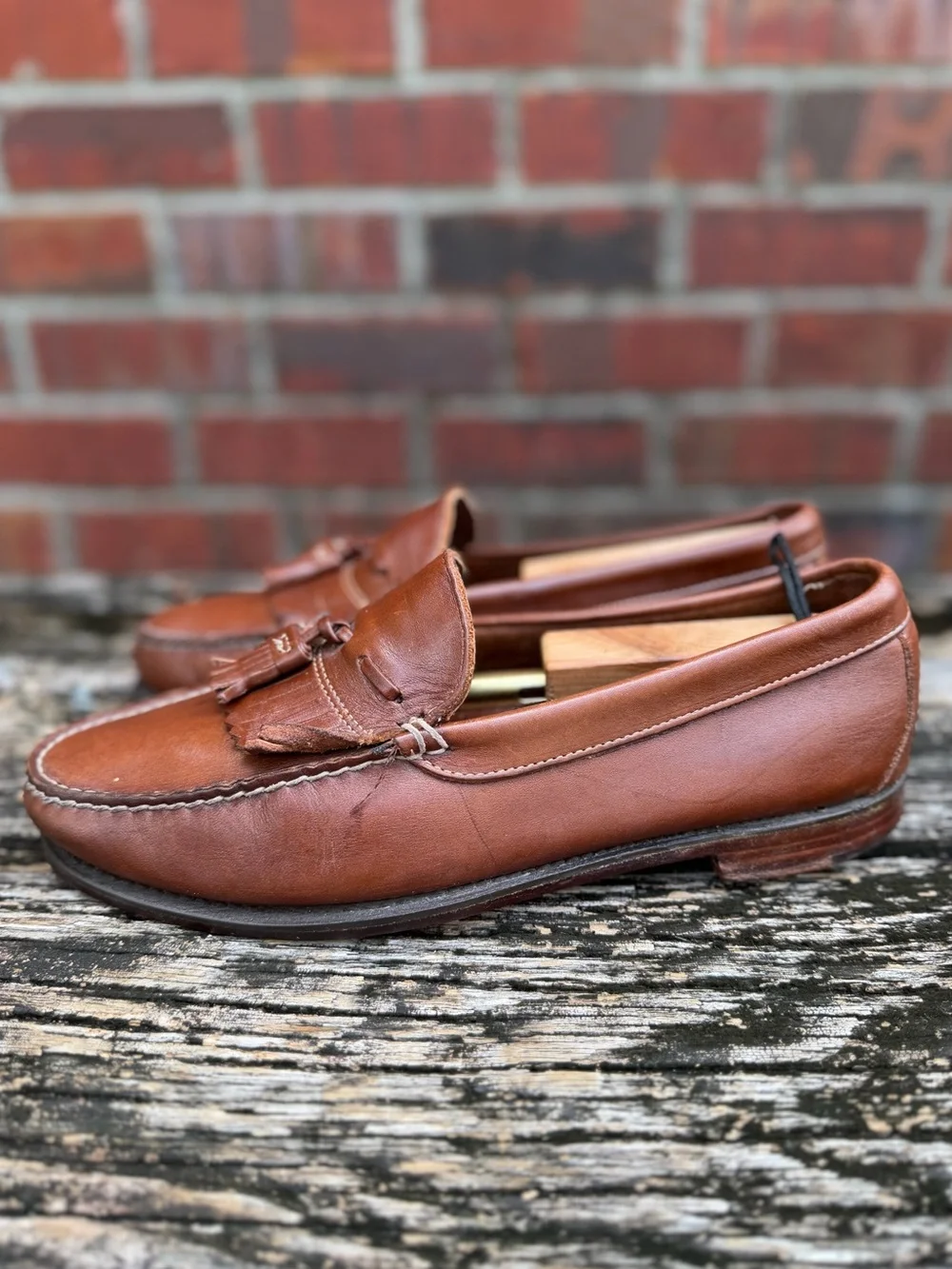 Dexter Men's Size 8.5 WW Brown Leather Kiltie Tassel Slip On Loafers Made USA P5